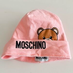 Moschino Pink Baby Bear Cotton Beanie